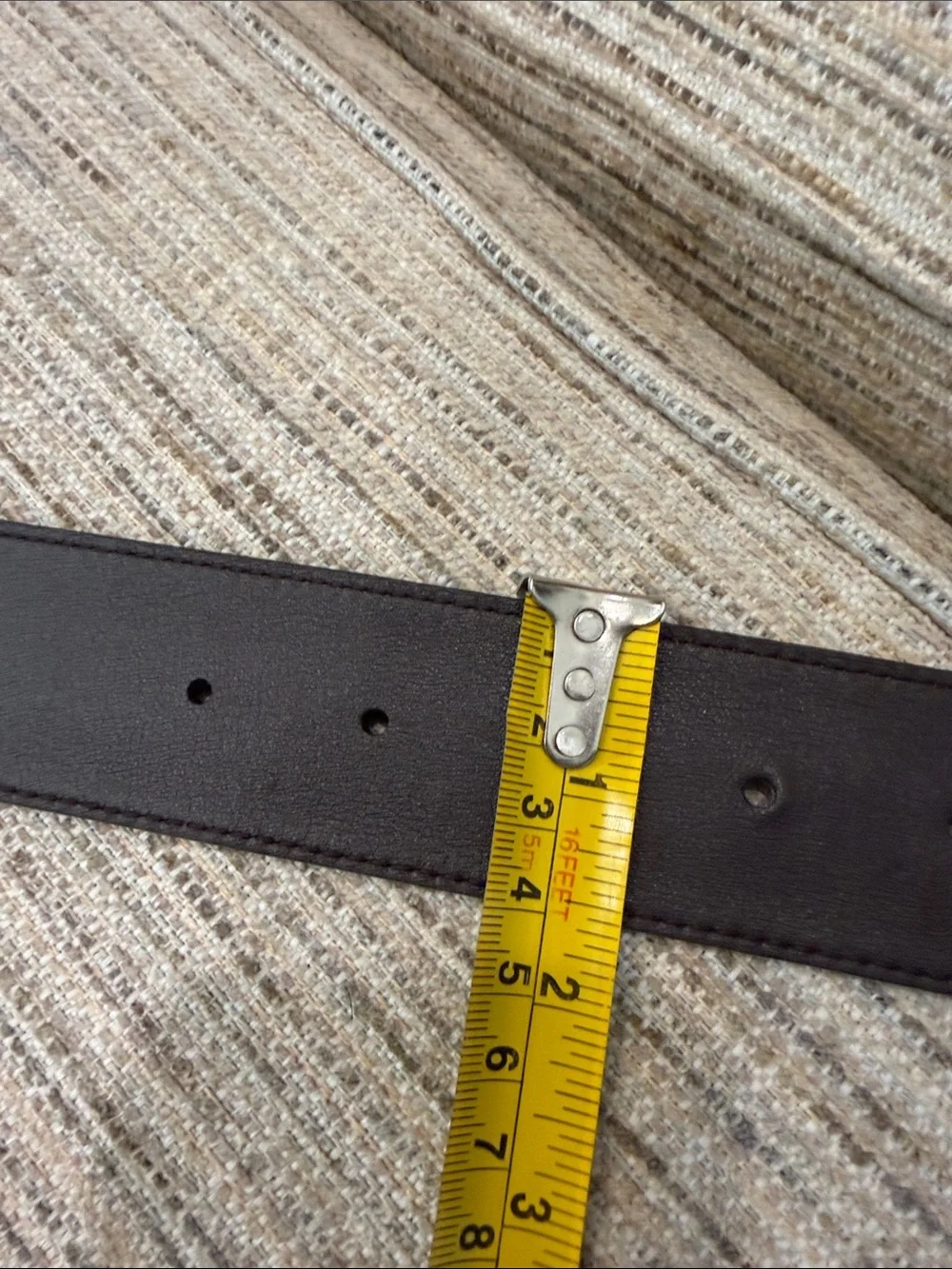 Gucci Womens’ Leather Dress Belt in Gray and Tan with Gold Buckle Sz 32